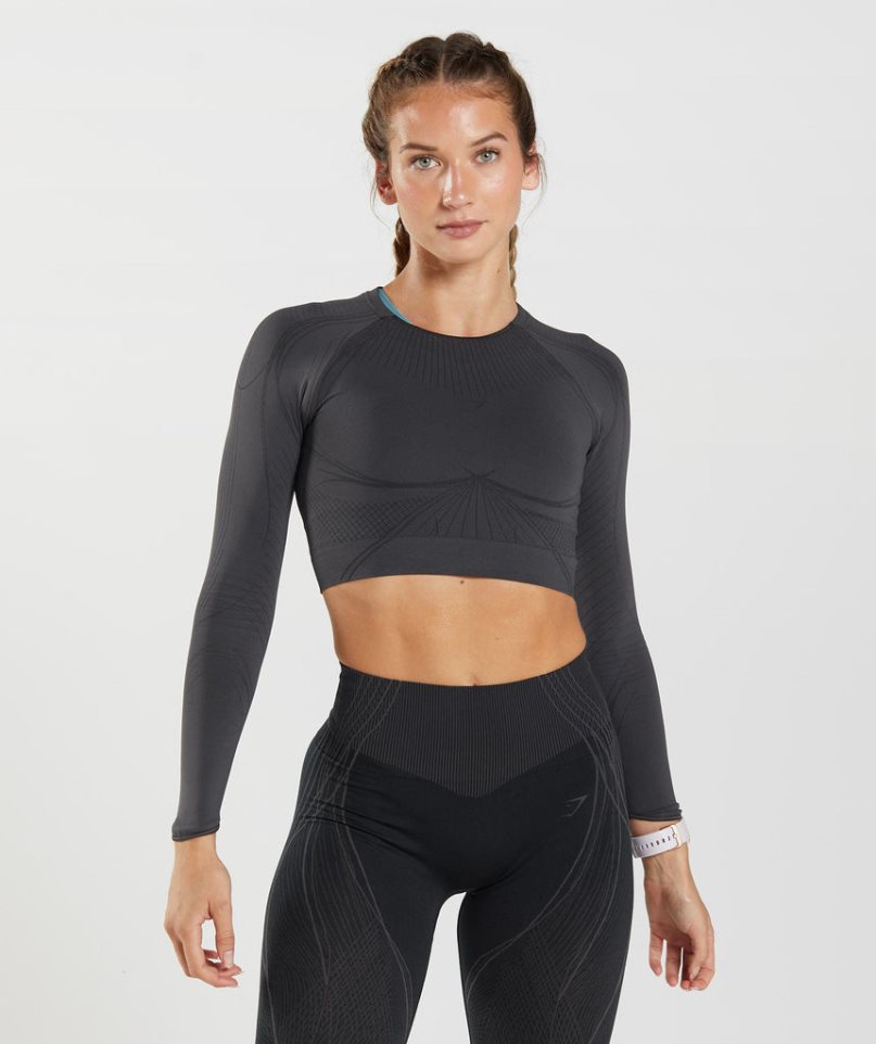 Przycięte Topy Gymshark Apex Seamless Damskie Czarne | PL 085YBH